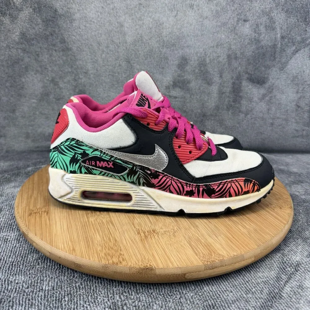 Nike Air Max 90 Shoes Girls Size 6.5Y Pink Tropical Floral Sneakers 704953-001